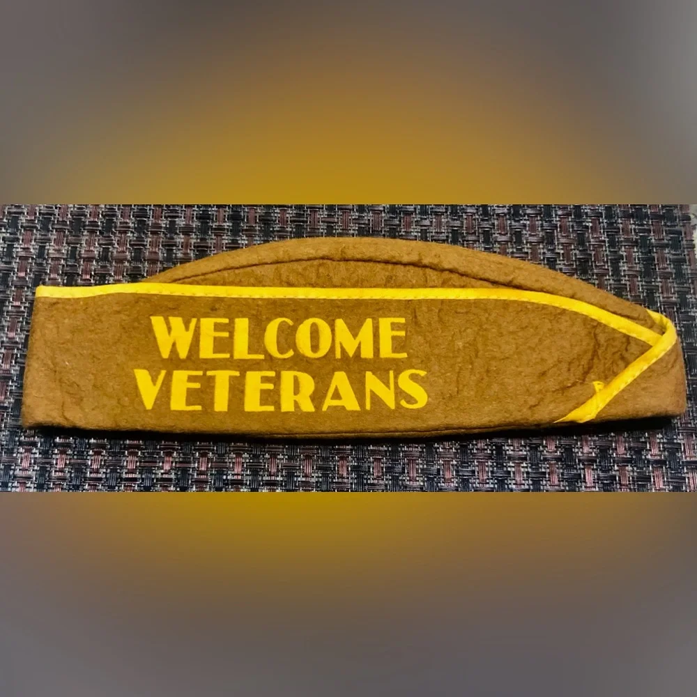 “Welcome Veterans” Brown and Yellow Vintage Garrison Caps